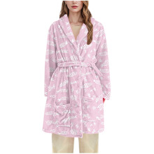 Damesbadjas van flanellen met vissenprint, lange nachtjapon, comfortabele loungewear, maten M-3XL, verkrijgbaar in diverse kleuren.