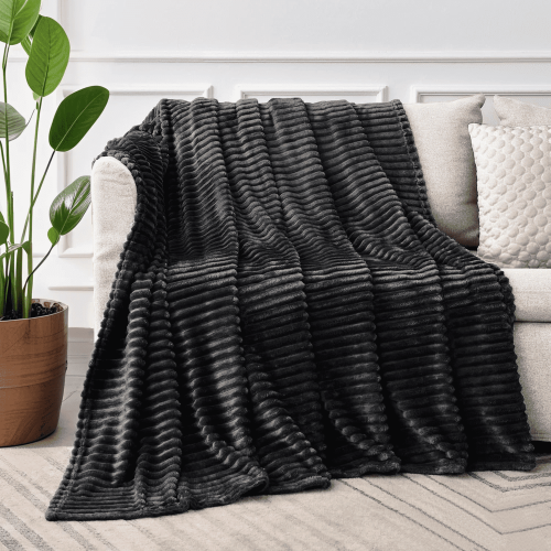 Black Striped Throw Blanket 50 x 60 in