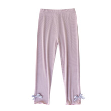 VERUGU Girls Leggings Spring Fall Kids Thin Solid Bow Slim Long Pants Casual Lightweight Breathable Pants Purple 2 Years