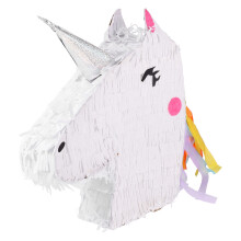Einhorn-Piñata, weiß, 37 x 34,5 x 8 cm, befüllbar, Partyspielzeug