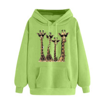 Hoodies med hjärtmönster för kvinnor, rund hals, alla hjärtans dag-tröja, grön, L