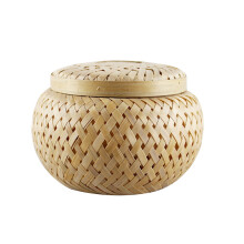 Bote de té de bambú con diseño artístico