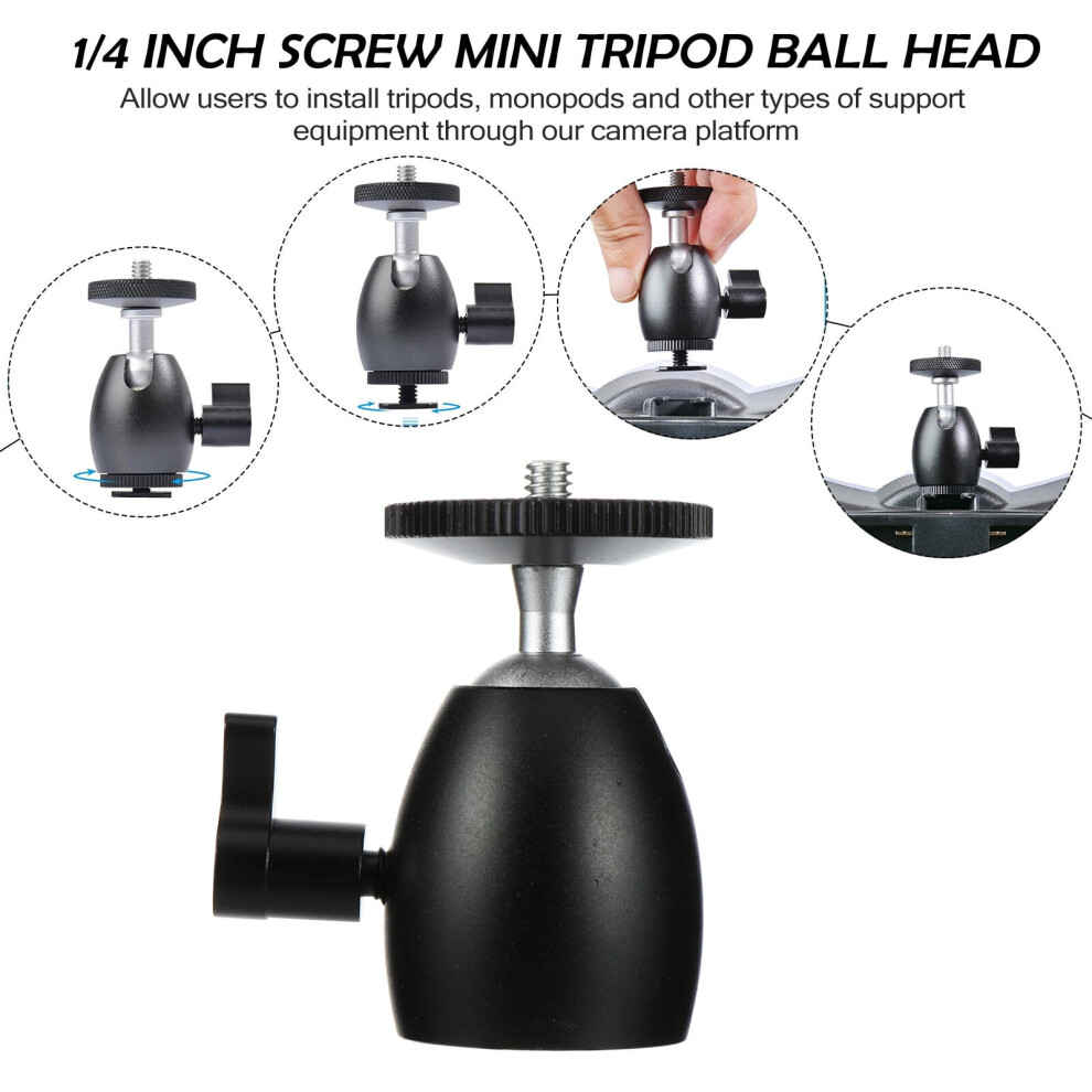 2Pcs Camera Tripod Ball Head Adapter 90 Degree Swivel Photography Accessory 1/4 Inch 9557311822766