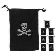 Piraten trekkoordtasjes van zwart polyester (8 stuks)