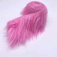 Shaggy Mohair Faux Fur Fabric Strips Ribbon, Pre Cut Roll, 2" Wide by 60" Long - Bubble Gum