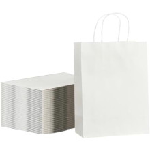 Middelgrote kraftpapieren geschenkzakjes met handvatten, 100 stuks