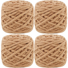 4 Pack 100g/3.05oz Chunky Chenille Yarn Thick Soft Velvet Yarn for Crocheting Hand Knitting Sweater Scarf Blankets DIY Craft