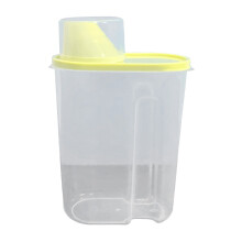 Recipiente hermético con tapa, dispensador de cereales/harina/comida para mascotas, incluye vaso medidor (amarillo, 5,9 x 8,66 pulgadas).