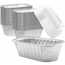 Chef-Grade 6x3.75in Tin Loaf Pans w/Lids, 50 Pk – Bakeable 1lb Aluminum Foil Pans for Bread, Meatloaf, Lemon Bundt Cake – Ideal for Gifts, Bake