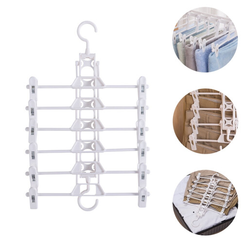 Multifunctionele broekhanger met clips, wit, 1 stuk