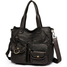 Bolso bandolera de mujer de tamaño mediano con múltiples bolsillos, lavado.