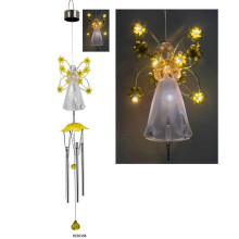 Carillon solaire LED en forme d'ange pour la décoration de jardin extérieur - Guirlande lumineuse étanche à suspendre pour fenêtre, tonnelle,