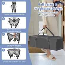 5 I 1 babyseng bærbar sideseng reiseseng med sammenleggbar madrass 102 cm x 72 cm x 74 cm Grå