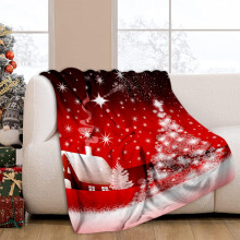 Red Shining Star Christmas Throw Blanket, Soft Plush Warm Fannel Blanket for Bed, Couch, Sofa, Chair – 40"x50", Happy New Year & Winter Holiday