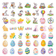 50/100Pcs Easter Ornaments Stickers – Waterproof Bunny, Egg Designs for Laptop, Water Bottle, Phone, Skateboard – Compatible with Adults, Teens,