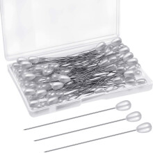 Teardrop Pearl Corsage Pins (100 pcs) for DIY Jewelry, Sewing, Wedding Flowers – White Straight Head Pins