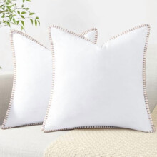 Kevään Chenille -pehmeät tyynynpäälliset 20x20, 2 kpl:n setti, maalaistyylinen sametti, neutraalit koristepäälliset tikatulla reunalla,