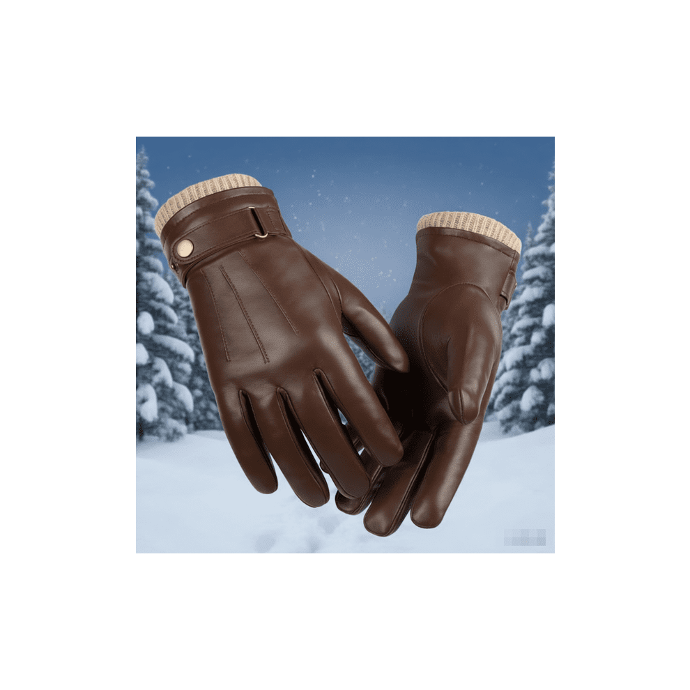 Sheepskin Leather Driving Gloves Pair Brown 9558633533651