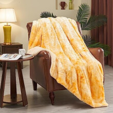 Super Soft Faux Fur Throw Blanket for Couch Yellow Sherpa Fuzzy Plush Warm Blanket for Sofa Bed (Yellow, Throw(50"x60"))