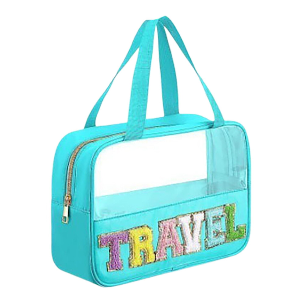 Clear Letter Patch Nylon Travel Toiletry Bag