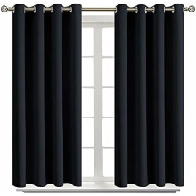 Blackout Curtains for Living Room - Grommet Thermal Insulated Room Darkening Curtains for Bedroom, Set of 2 Panels (52 x 45 Inch, Black)