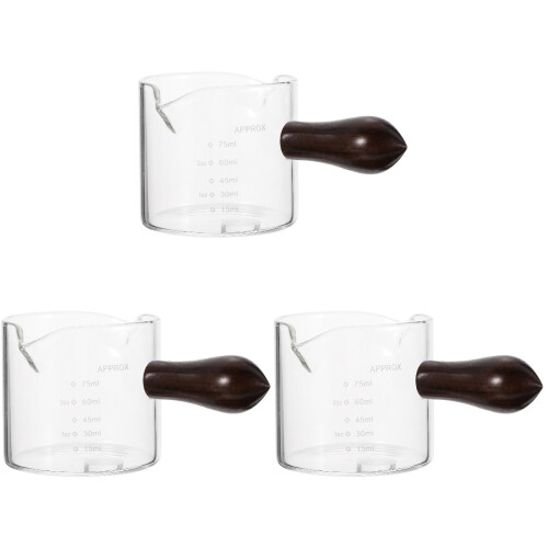 3Pièces Double Bec Verre Transparent Manche Bois 1