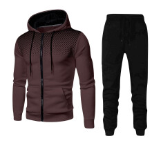 Solid Color Sweatsuits 2 Piece Set for Men 2025 Fashion Color Sets Hood Wear Lounge Wear Suit Sport Set Tops+Pants Coffee