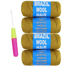 Natural Black Brazilian Wool Hair Yarn for Jumbo Braids, Faux Locs, Goddess Locs, Senegalese Twist – 6 Rolls