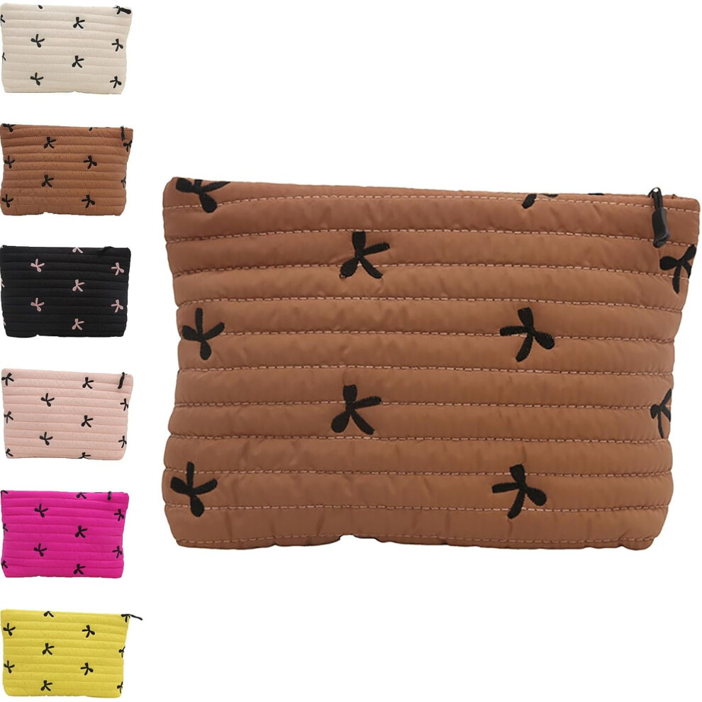 Solid Color Quilted Clutch â Large Capacity Travel Storage Bag, Women's Puffer Makeup Toiletry Cute Bag