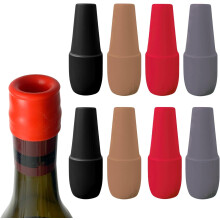Lot de 8 bouchons de vin réutilisables en silicone, compatibles avec les bouteilles de vin, de bière et de champagne.