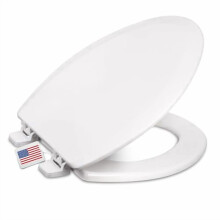 Abattant de toilette allongé, âme en bois robuste, finition plastique anti-rayures, usage résidentiel, fabriqué aux États-Unis, DSAMAZ9-301,