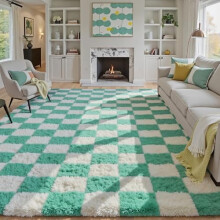 8x10 Shag Green Area Rug – Washable, Non-Slip, Super Soft Indoor Rug for Living Room & Bedroom – Compatible with Home Aesthetic Decor