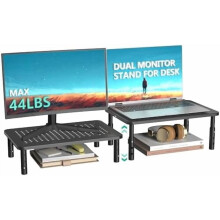 Dual Monitor Stand Black 3-Height Adjustable 2 Pack