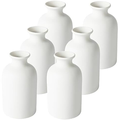 Conjunto de 6 vasos de cerâmica branca, 14 cm (5,6 polegadas)