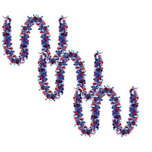 6.5 Ft Patriotic Tinsel Garland - 9PC Red White Blue Glitter Garland for 4th of July, Memorial Day, and Outdoor Holiday Decorations