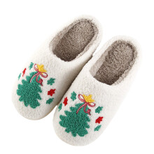 Pantoufles de Noël pour femmes et hommes, pantoufles chaudes en peluche, chaussures d'hiver à semelle souple, chaussures d'intérieur.
