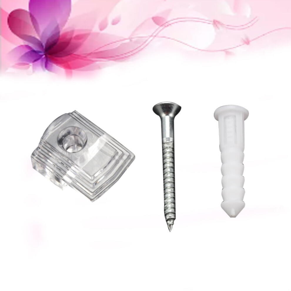 24Pcs Clips For Wall Clear Plastic Mirror Holder Clip Screw And Anchor Mount Modern Mirror Hanging Kit For Wardrobe (Type F) 9557311326318