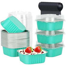 280 g firkantede aluminiums-cupcakeformer med lokk – 40-pakning