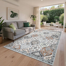 Wasbaar vloerkleed met traliewerkpatroon, 150x210 cm, antislip