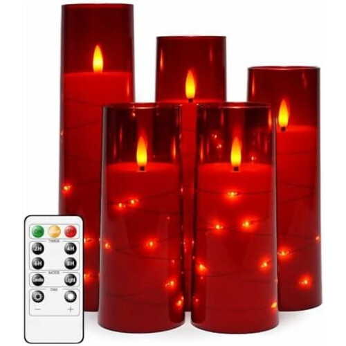 LED flammeløse lys med timer, 5-pak