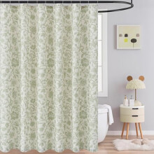 Floral Shower Curtain Heavy Linen Blend Green Vine 72x72