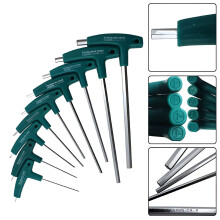 Zestaw kluczy imbusowych zielonych z uchwytem w kształcie litery T 1,5–10 mm