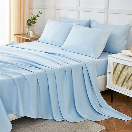 Σετ σεντόνια King Size Baby Blue 6 τεμαχίων από μικροΐνες