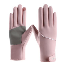 Luvas femininas de inverno em couro, forro de lã, resistentes ao vento, quentes e elegantes, em camurça, com tela sensível ao toque.
