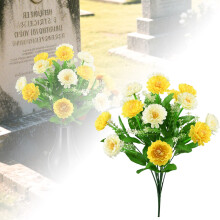 Durable Silk Cemetery Flowers for Graves & Headstones – Outdoor Sympathy Arrangement with Vase – All-Season Memorial Decor