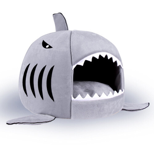 Κρεβατάκι Σκύλου Cartoon Shark – Βελούδινη Ζεστή Φωλιά για Όλες τις Εποχές