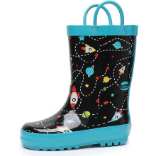 Toddler & Kids Rain Boots with Easy-On Handles, Waterproof Rubber Boots in Fun Patterns (Compatible with Toddler/Little/Big Kid)