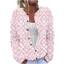 Damen-Strickcardigan mit Karomuster – Knopfleiste, normale Passform