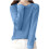 Damenpullover Herbst Winter Freizeit Langarm Rundhalsausschnitt Unifarbenes Oberteil Wärmend Bequemer Pullover (Hellblau Nr. 5, M) 1