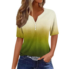 Shirts for Women, Womens Short Sleeve Tops, Casual Gradient Short Sleeve V-Neck Top Blouse